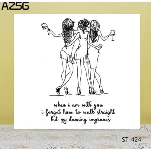 AZSG Drinking Dancing Fashion Girl Clear Stamps/Seals For DIY Scrapbooking/Card Making/Album Decorative Silicone Stamp Crafts