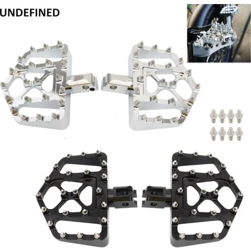 MX Style Motorcycle Footpegs Front Rear Fat Wide Foot Peg For Harley Softail Heritage Deluxe 2018-2020 Black/Chrome CNC Aluminum