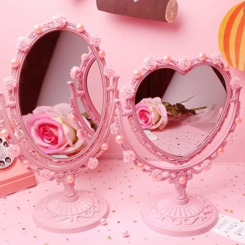 Newest Desktop Love Princess Double-Sided Makeup Mirror Heart-Shaped Handmade DIY Magnifier For Dressing Table Hot Vanity Mirror