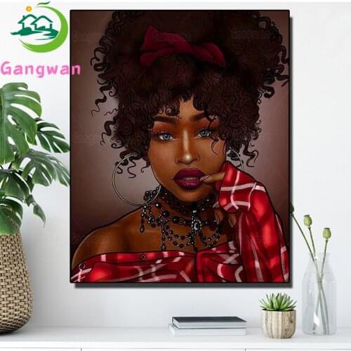 New Diamond Embroidery African woman Diamond Painting round Needlework Full Square Cross Stitch Kits Diamond Mosaic black girl