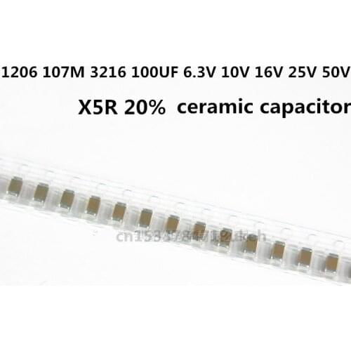 Original 20pcs/ 1206 107M 3216 100UF 6.3V 10V 16V 25V 50V X5R ceramic capacitor