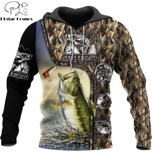 3D Printed Bass Fishing Animal Hoodie Harajuku Sweatshirt Streetwear autumn hoodies Unisex Casual jacket Tracksuits KJ0105