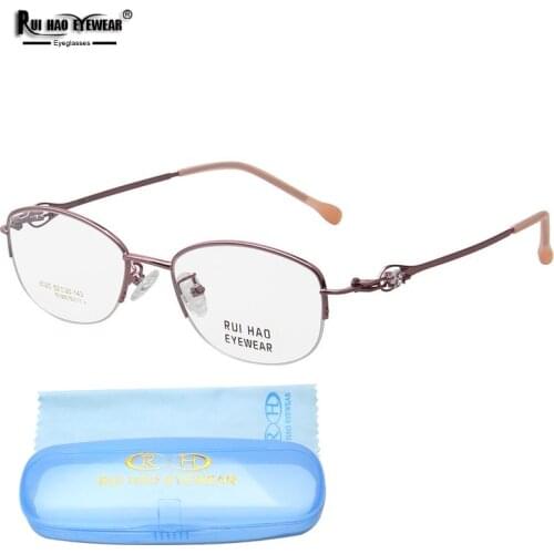 Popular Women Eyeglasses Frames Half Rimless Spectacles Frame Super Light Glasses Women 8020
