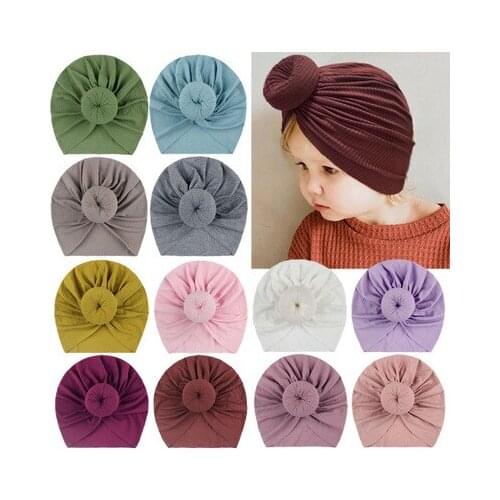 2020 Baby Accessories For Newborn Toddler Kids Baby Girl Boy Turban Cotton Beanie Hat 12 colors Winter Cap Knot Solid Soft Caps