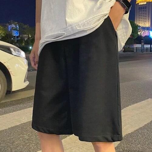 Men Casual Shorts Solid Straight 2021 Oversize 3XL Korean Loose Simple Teens Breathable Summer Retro All-match Steetwear