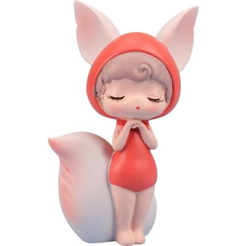Sleeping Kawaii Girl Hidden Fairy Fox Figure Action Toys Cute Blind Random Box Chibi GK Resin Birthday Surprise Gift Scale Doll