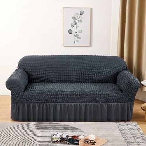 Universal 3-seater Sofa Slipcover with Skirt Fitted Couch Cover Furniture Protector Washable Elastic Sofa Cover High Stretch