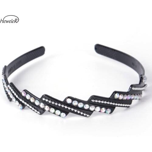 Women Hairbands Headband Black Plastic Hair Clip Hoop Hairdressing Headwear Rhinestone Clip Accessories