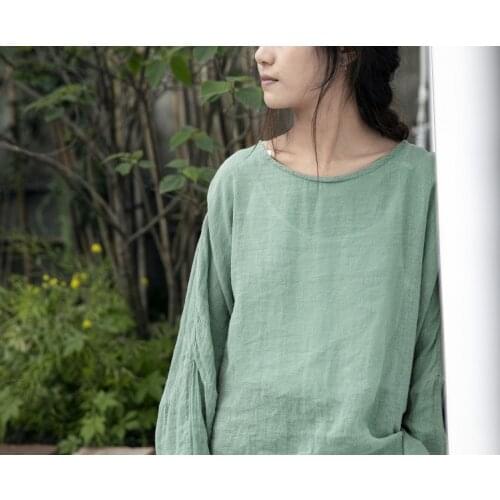 Tee shirt femme Vintage Oversized O neck Ramie Women T shirt 2020 Batwing Sleeve Loose Tops Ropa Mujer Tunica Fashion Blouses