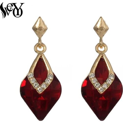 VEYO Brand Alloy Gold Colors Crystal Long Earrings for Woman Rhinestone Water Drop Elegant Earring Jewelry Wholesale