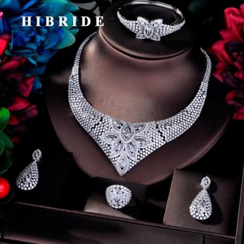 HIBRIDE Fashion Jewelry AAA Cubic Zirconia Bridal Big Jewelry Sets For Women Wedding Party Accessories Jewelry N-770