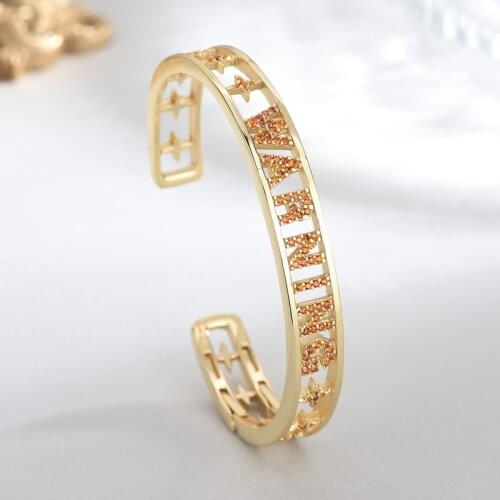 2020 hot sale dark blue letter open bracelet female inlaid crystal diamond womens party simple fashion temperament bracelet gif