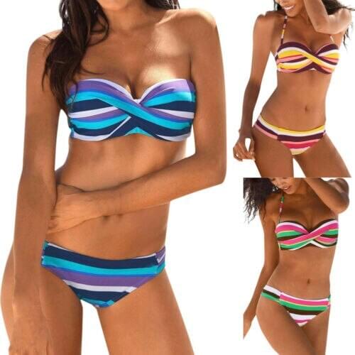 Women Two-piece Swimsuit Swimwear Push Up Monokini Bathing Suit Bikini Beachwear