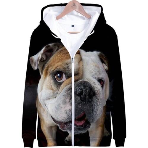 Winter Mens Jackets and Coats French Bulldog 3D Hoodie Fleece Zipper Hooded Sweatshirt Outwear Warm Coat Kawaii Clothes