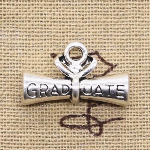 10pcs Charms Graduate Diploma22x13mm Antique Silver Color Plated Pendants Making DIY Handmade Tibetan Silver Color Jewelry
