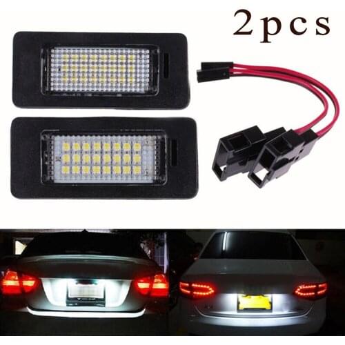 2pcs Car LED License Number Plate Light Lamp White Canbus For A4 S4 B8 A5 S5 Q5 PA-SSAT 3528 SMD License Plate Lights