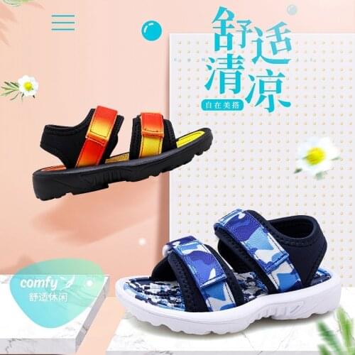 2020 Kids Sandals Summer Breathable Non-slip Beach Shoes Open Toe Children Sandals Boys Student Velcro Light Sports Casual Shoes