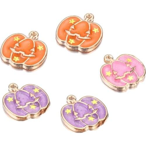 30pcs/Lot Enamel Pumpkin Charms Pendants for Jewlery Making DIY Bracelet Earrings Necklace Halloween Gifts