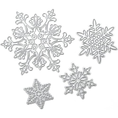 4 Pcs/set Snowflake Cutting Dies Christmas Dies Metal Cutting Stencils for DIY Scrapbooking Album Stamp Paper Card Embossing