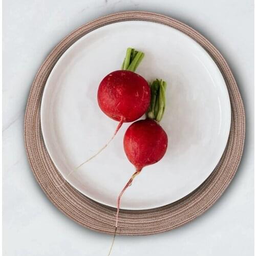 Hot Round Braided Placemats Washable Kitchen Table Placemats for Home Wedding Party 36cm Coffee Color 4pcs