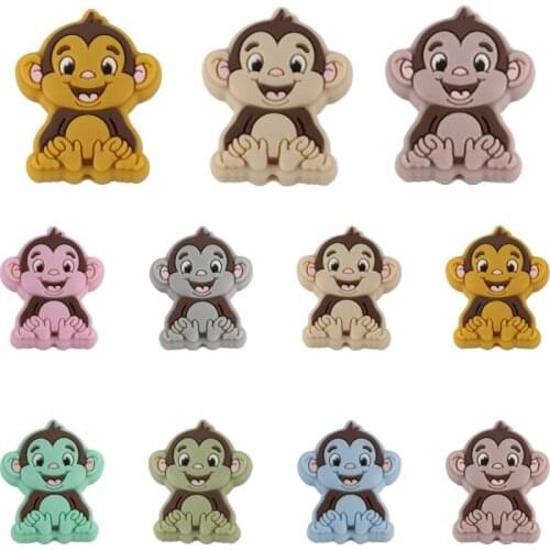 Kovict 50/100Pc Cartoon Mini Monkey Silicone Beads Food Grade Teether DIY Pacifier Chain Necklace Accessories Baby Molar Toys