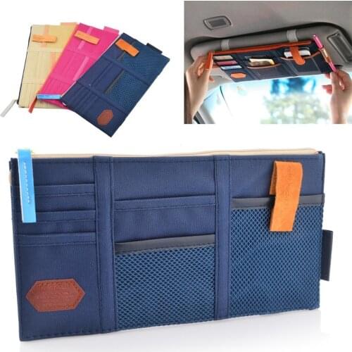 50Pcs/Lot Car Sun Visor Point Pocket Documents Pouch Hanging Bag CD Card Holder
