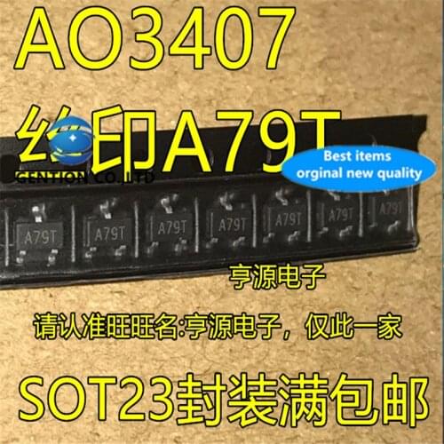 50Pcs P-channel FET AO3407 A79T 4.3A 30V SOT23 in stock 100% new and original