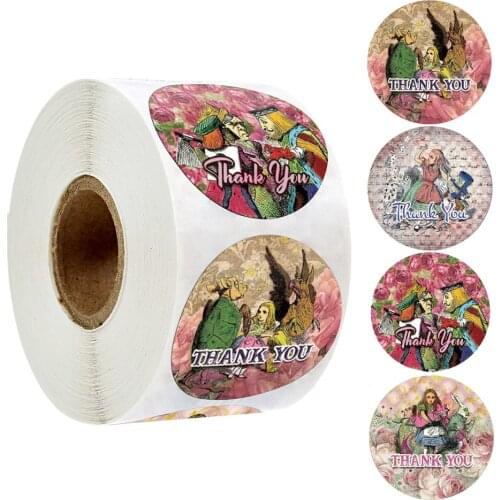 500PCS/Roll Cute Cartoon Character Stickers Thank You Seal Labels for Kids Toy Gift christmas Decoration Funny Stickers 1 inch