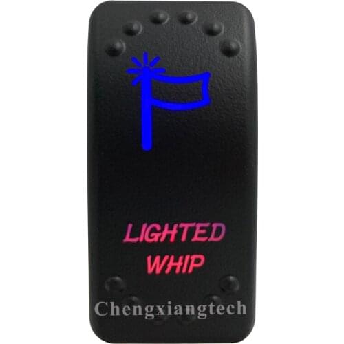 Car Boat Truck Rv Bus - On Off - Up Blue & Down Red Led - Rocker Switch - LIGHTED WHIP - 5 Pins - SPST - Waterproof