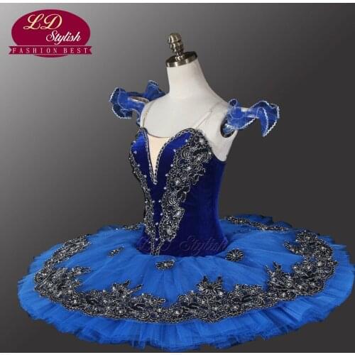 Velvet Blue Bird Ballet Tutu Black Swan Ballet Tutu Professional Ballet Tutu For Competition Or Performance LD8983