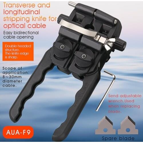 Free Shipping AUA-F9 Fiber Optic Stripper 8-30MM Longitudinal Cable Jacket Slitter Cable Sheath Opening Cutter
