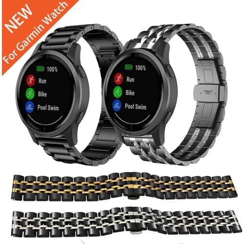 For Garmin Active Strap for Garmin vivoactive 4 venu & vivoactive 3 Classic Metal stainless steel Band Bracelet Watchbands