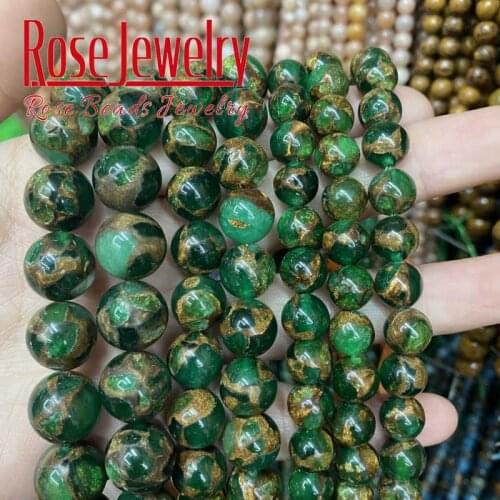 Natural Green Blue Cloisonne Beads Round Loose Stone Beads For Jewelry Making DIY Bracelet Necklace Accessories 15'' 6/8/10/12mm