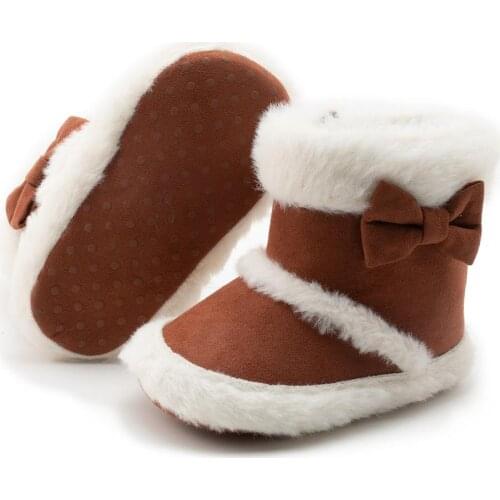 Baby Shoes Newborn Warm Winter Booties Christmas Socks Cute Bow Fleece Snow Boot Soft Toddler Boys Girls Anti-slip Crib Shoes