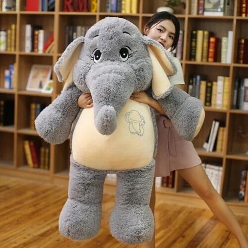 Giant Plush Elephant Toys Grey Stuffed Big flappy Ears Long Plush elephant Animal toys for Children Christmas Gift for Children