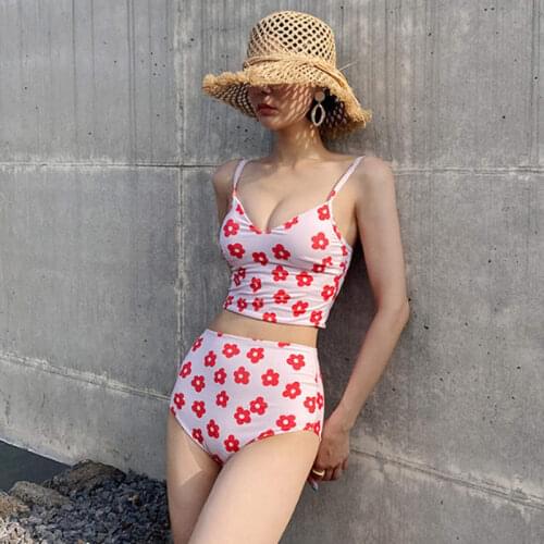 2021 New Hot Japanese And Korean Split Swimsuit Women Conservative High Waist Bikini Sexy Slim Bikini Hot Spring Swimming Suit