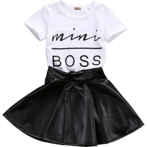 Citgeett Summer Kid girls clothes Casual Clothing Sets Baby Girls Kids Clothes Set T Shirt+Short Skirts Black Outfits