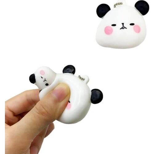 Mochi Antistress Hand Pop It Squishy Cute Bear Keychain Kawaii Panda Fidget Squeeze Decompression Toys For Kids Xmas Gift
