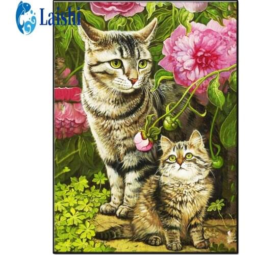 5D DIY Garden landscape, cat and flowers Diamond Painting Kit Full Drill Square Embroidery Mosaic Art home Decoration Gift