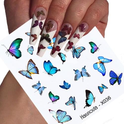 Harunouta Butterfly Spring Nail Decal And Sticker Flower Leaf Tree Green Summer DIY Sliders For Manicuring Nail Art Watermark