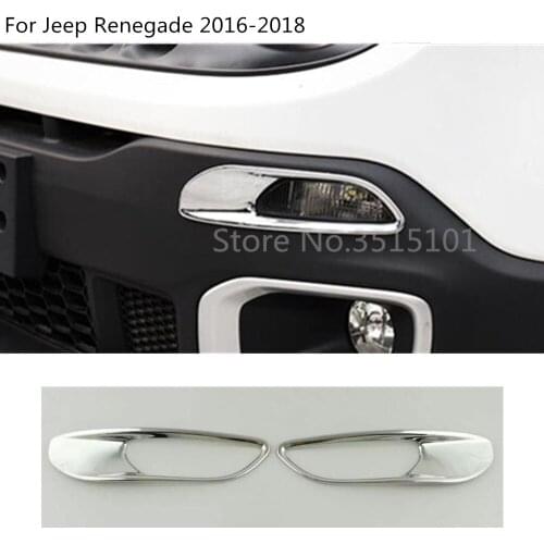 Car Cover Detector ABS Chrome Front Fot Daytime Running Light Lamp Trim Frame 2pcs For Jeep Renegade 2016 2017 2018 2019 2020
