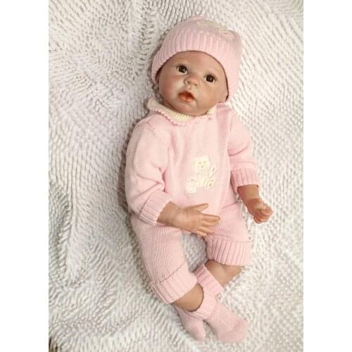Wholesale 22 Inches Silicone Reborn Baby Doll For Boys Toys Safe Hobbies Real Life Baby Dolls Brown Eyes Special Toys