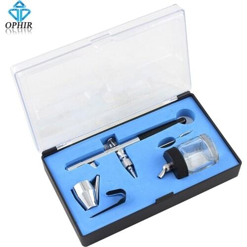 OPHIR 0.35mm Airbrush Gun Down Pot Dual Action Airbrush Kit For Model Hobby Body Paint Cake Decorating Nail Art Painting_AC072