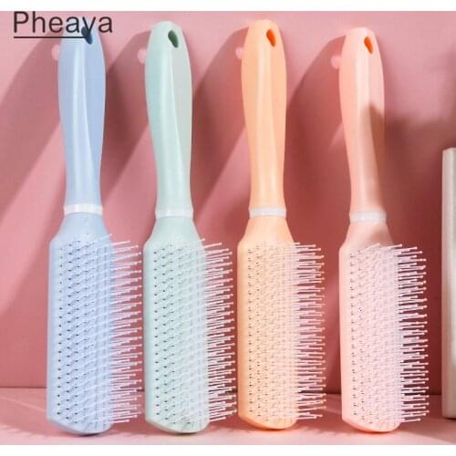 Pheaya Curling Comb Detangling Brush Massage Anti-knot Anti-static Hair Brush for Salon Styling Bathroom Accessories Tools