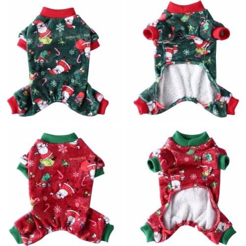Christmas Dog Jumpsuit Coat Winter Warm Flannel Dog Clothes Christmas Dress Up Puppy Chihuahua Pets Outfits