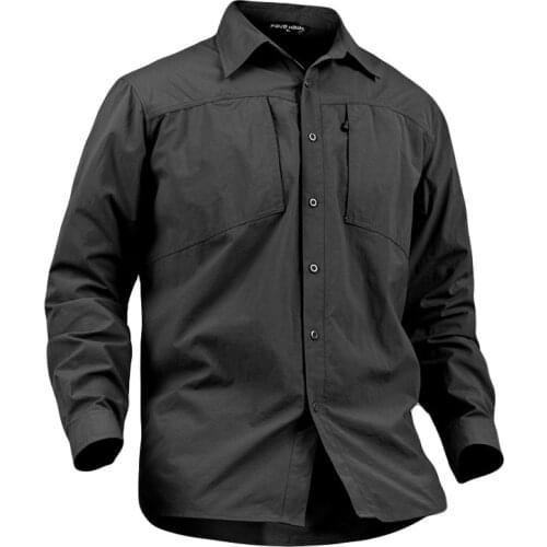 Spring Outdoor Training Quick Drying Breathable Mens Lapel Shirt Sports Climbing Long Sleeve Pockets Army Tactical Shirts Tops