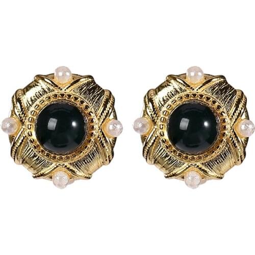 S925 sterling silver gold plated natural Mexican blue amber pearl stud earrings personality fashion Lady ear clips earrings