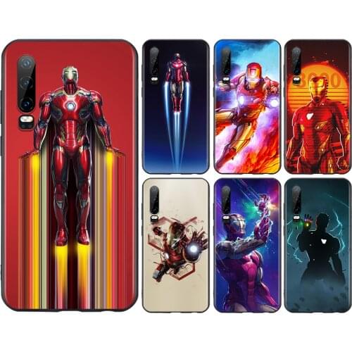 Marvel Iron Man Superhero For Huawei P50 P40 P30 P20 P10 P9 P8 Lite E Pro Plus Lite Mini 2019 2017 Black Soft Phone Case