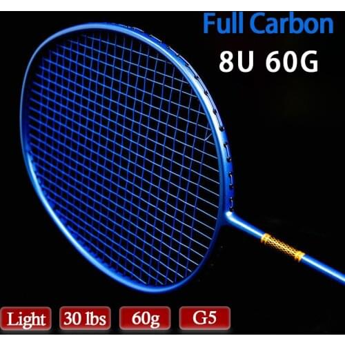 100% Full Carbon Fiber Ultralight 8U 60g Badminton Rackets With Bags Strings 22-30LBS G5 Professional Racquet Sports For Adult