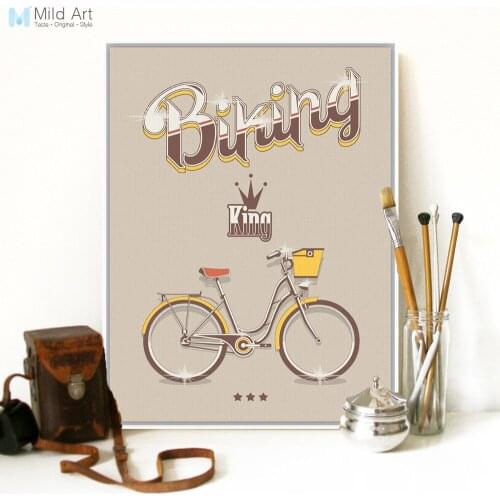 Vintage Retro Bike Bicycle Typography Quotes A4 Large Art Print Poster Hipster Wall Picture Canvas Painting Customd Home Decor